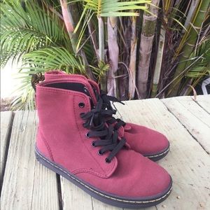 Doc Martin maroon canvas ankle boot